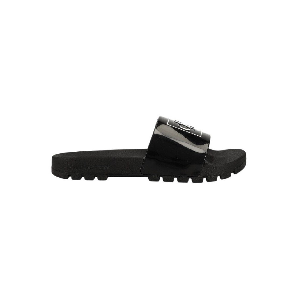 CALVIN KLEIN JEANS TRUCK SLIDE MONOGRAM RUBBER W BLACK
